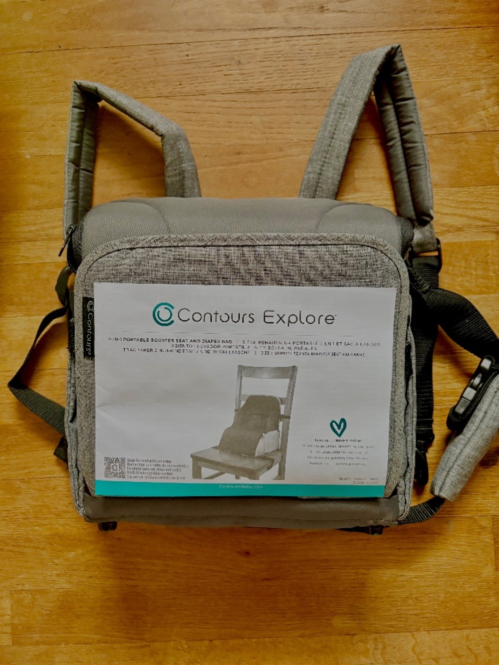 Contours Explore 2 in 1 Portable Booster Seat & Diaper Bag w/ Shoulder Strap New